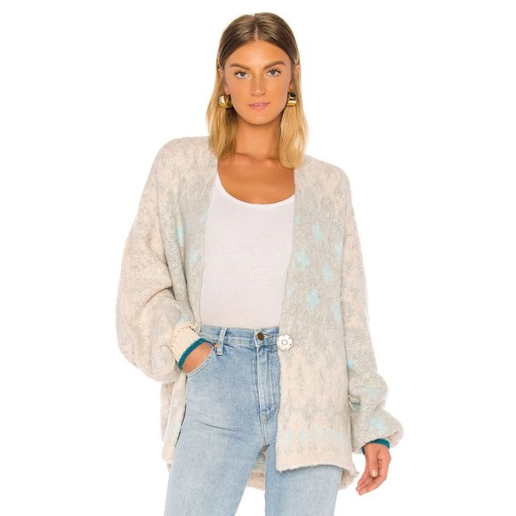 NWT FREE PEOPLE Winter Wonderland Cardi in Blue - Picture 5 of 6